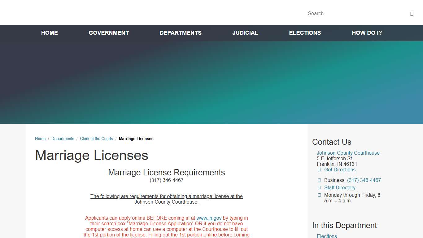 Marriage Licenses / Johnson County, Indiana
