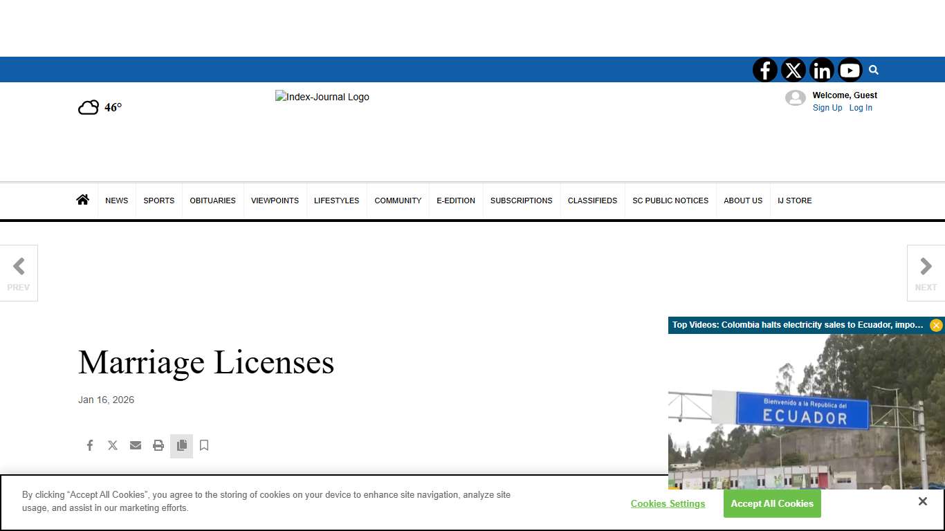 Marriage Licenses Community indexjournal.com